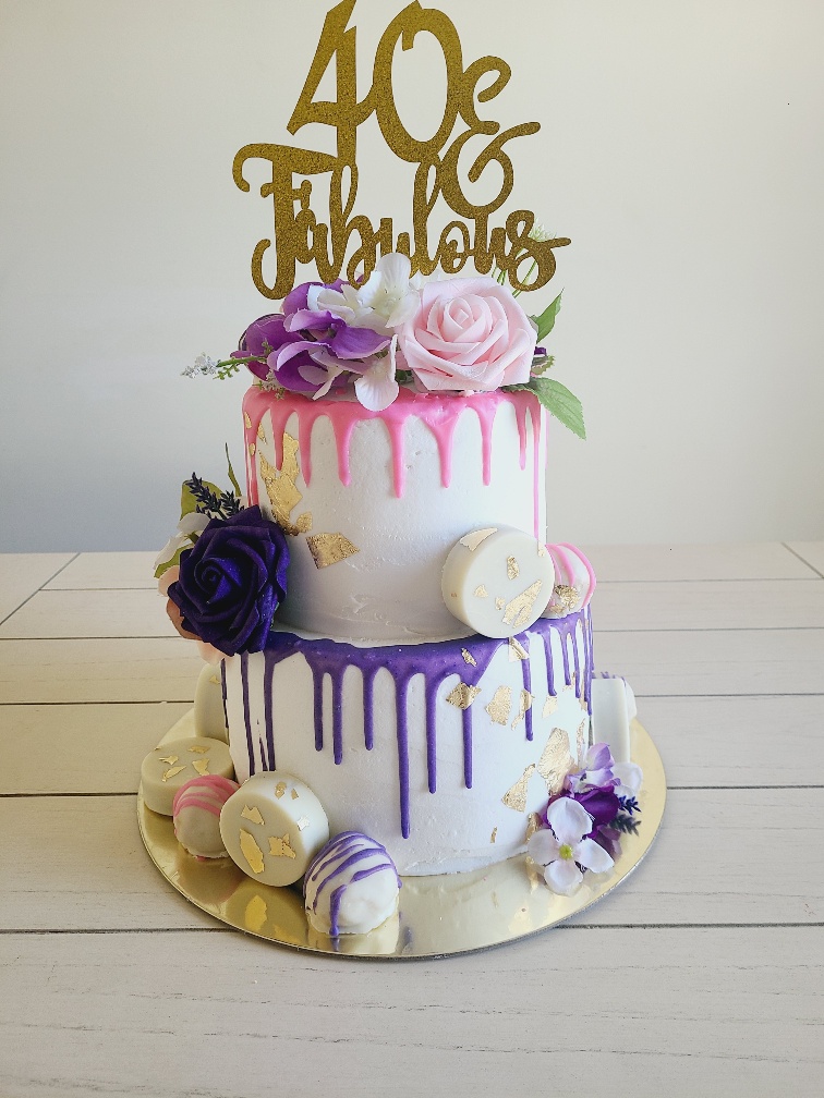 multi-tiered 40th birthday cake 